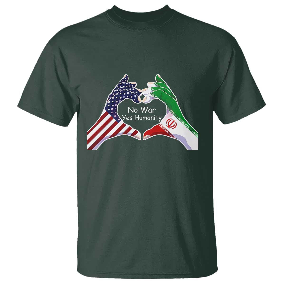 Iran T Shirt No War Yes Hummanity Persian American Flag Heart Political Statement
