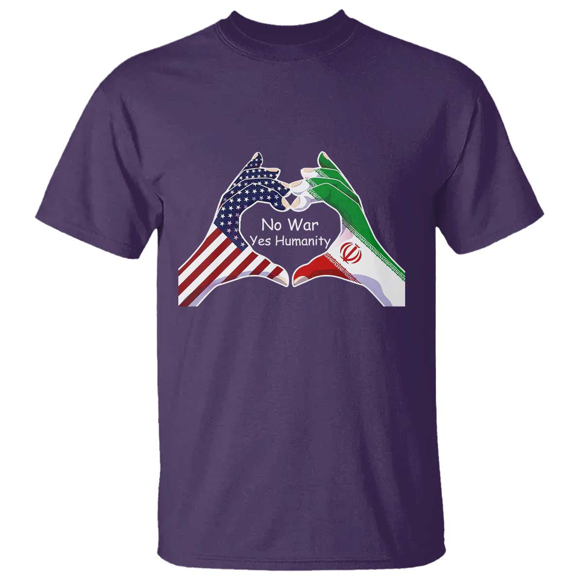 Iran T Shirt No War Yes Hummanity Persian American Flag Heart Political Statement