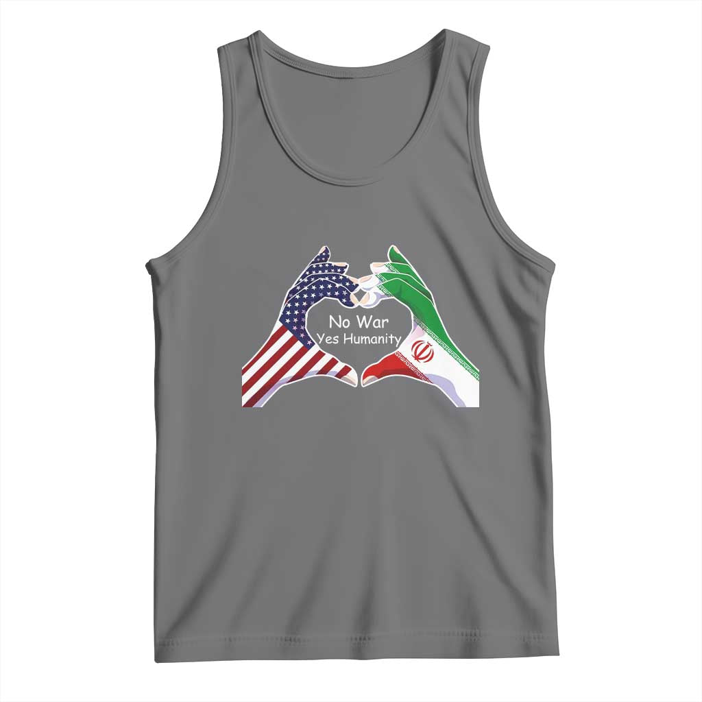 Iran Tank Top No War Yes Hummanity Persian American Flag Heart Political Statement