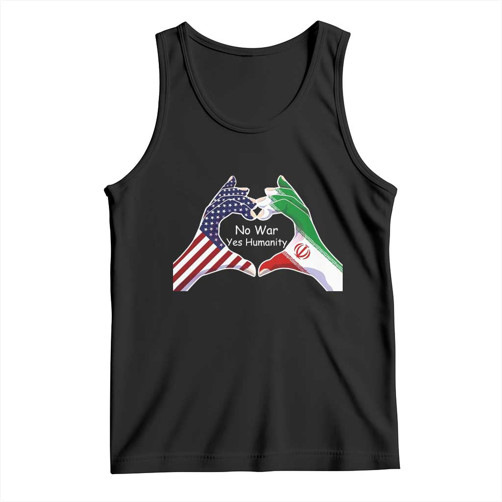 Iran Tank Top No War Yes Hummanity Persian American Flag Heart Political Statement