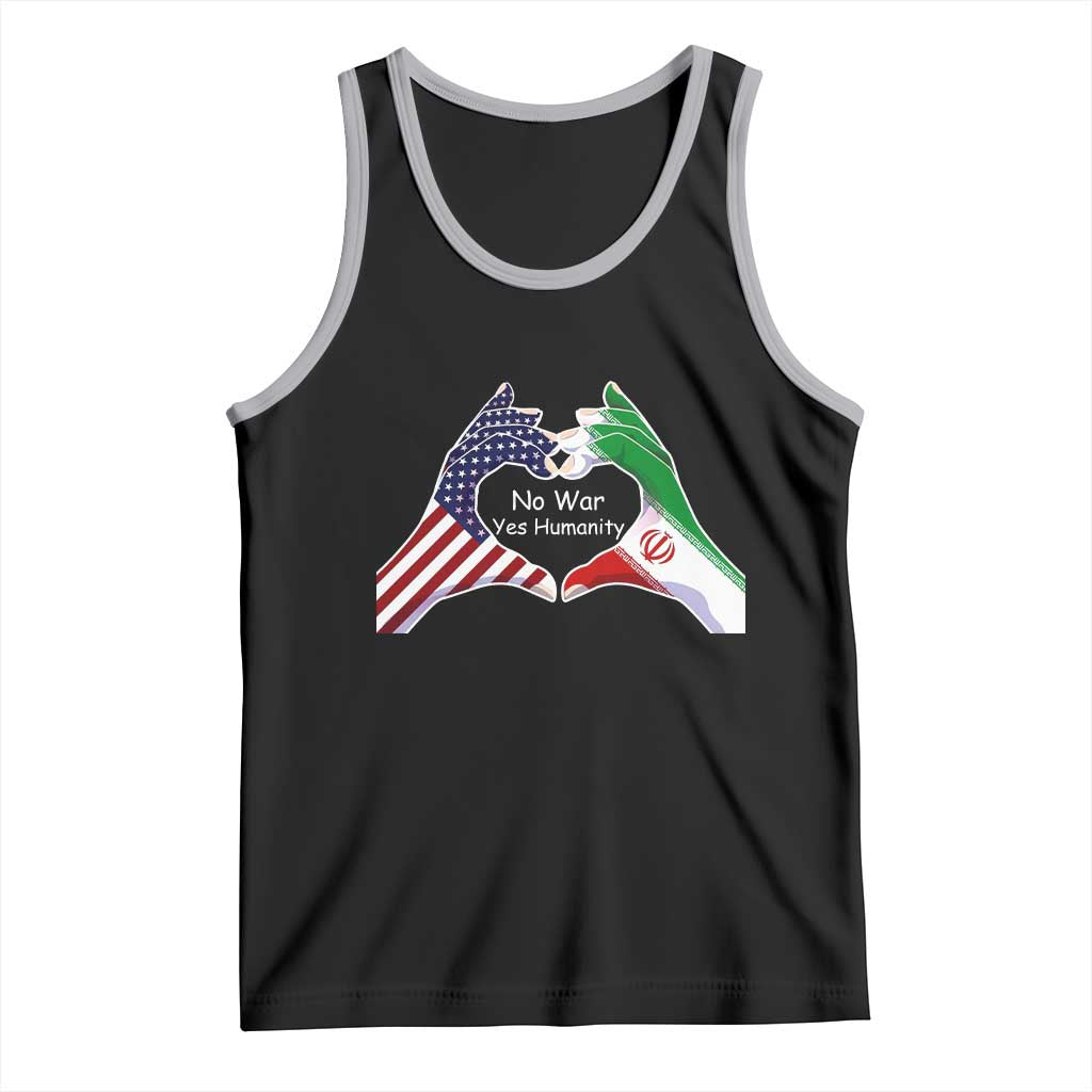 Iran Tank Top No War Yes Hummanity Persian American Flag Heart Political Statement