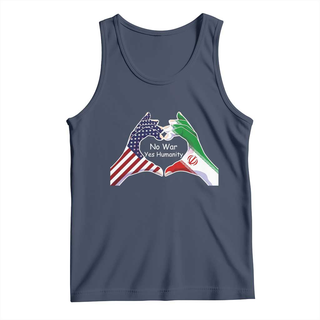 Iran Tank Top No War Yes Hummanity Persian American Flag Heart Political Statement