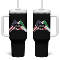 Iran Tumbler With Handle No War Yes Hummanity Persian American Flag Heart Political Statement