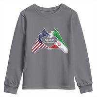 Iran Youth Sweatshirt No War Yes Hummanity Persian American Flag Heart Political Statement