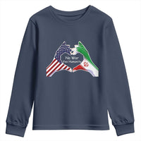 Iran Youth Sweatshirt No War Yes Hummanity Persian American Flag Heart Political Statement