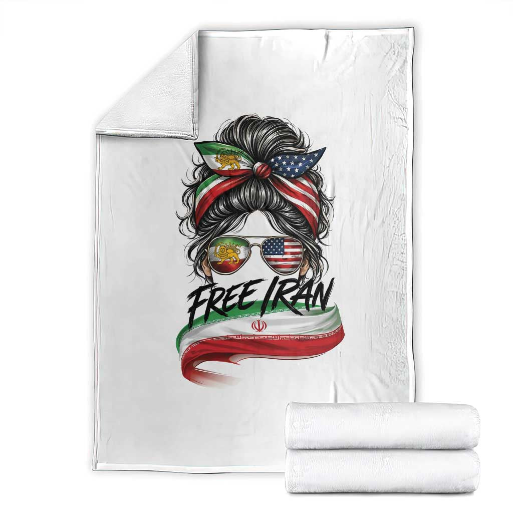 Free Iran Throw Blanket Persian American Pride Lion Sun Flag Messy Bun