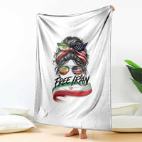 Free Iran Throw Blanket Persian American Pride Lion Sun Flag Messy Bun