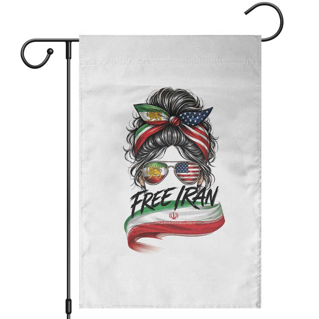Free Iran Garden Flag Persian American Pride Lion Sun Flag Messy Bun