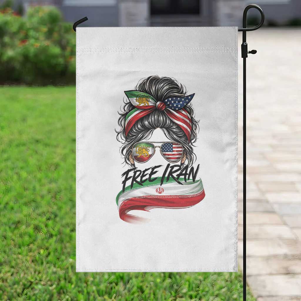 Free Iran Garden Flag Persian American Pride Lion Sun Flag Messy Bun