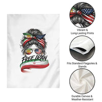Free Iran Garden Flag Persian American Pride Lion Sun Flag Messy Bun