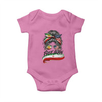 Free Iran Baby Onesie Persian American Pride Lion Sun Flag Messy Bun