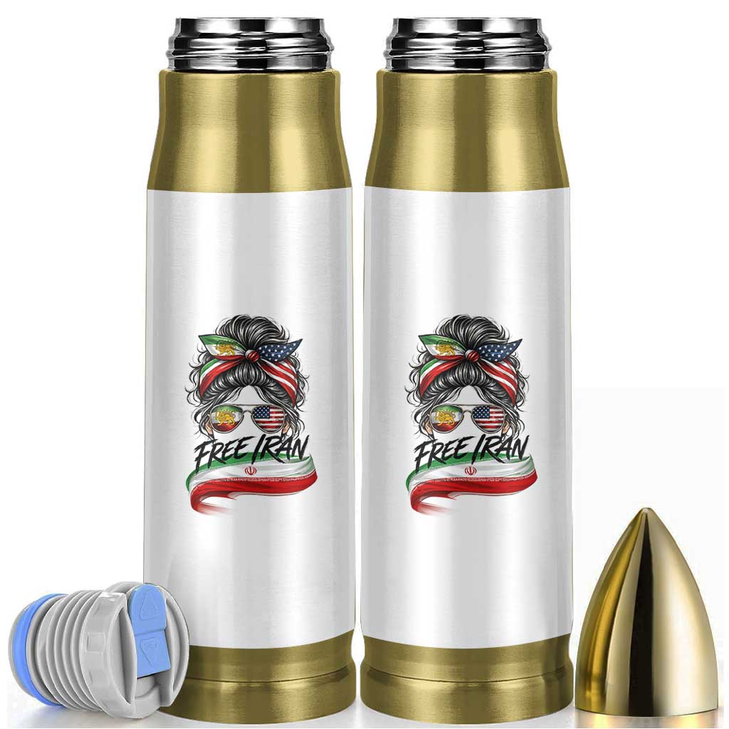 Free Iran Bullet Tumbler Persian American Pride Lion Sun Flag Messy Bun