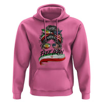 Free Iran Hoodie Persian American Pride Lion Sun Flag Messy Bun