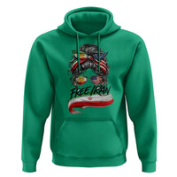 Free Iran Hoodie Persian American Pride Lion Sun Flag Messy Bun