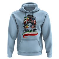 Free Iran Hoodie Persian American Pride Lion Sun Flag Messy Bun