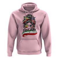 Free Iran Hoodie Persian American Pride Lion Sun Flag Messy Bun