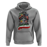 Free Iran Hoodie Persian American Pride Lion Sun Flag Messy Bun