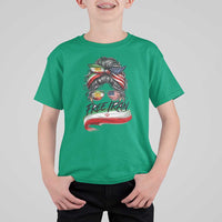 Free Iran T Shirt For Kid Persian American Pride Lion Sun Flag Messy Bun
