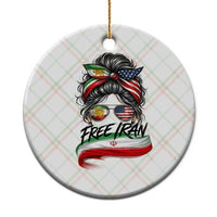 Free Iran Ceramic Ornament Persian American Pride Lion Sun Flag Messy Bun
