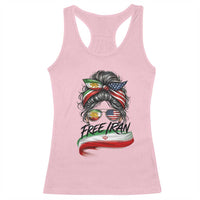 Free Iran Racerback Tank Top Persian American Pride Lion Sun Flag Messy Bun