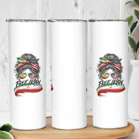 Free Iran Skinny Tumbler Persian American Pride Lion Sun Flag Messy Bun