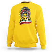 Free Iran Sweatshirt Persian American Pride Lion Sun Flag Messy Bun