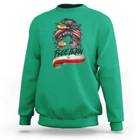 Free Iran Sweatshirt Persian American Pride Lion Sun Flag Messy Bun