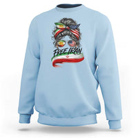 Free Iran Sweatshirt Persian American Pride Lion Sun Flag Messy Bun