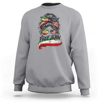Free Iran Sweatshirt Persian American Pride Lion Sun Flag Messy Bun