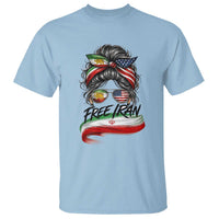 Free Iran T Shirt Persian American Pride Lion Sun Flag Messy Bun