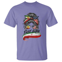 Free Iran T Shirt Persian American Pride Lion Sun Flag Messy Bun