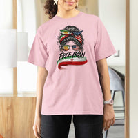Free Iran T Shirt For Women Persian American Pride Lion Sun Flag Messy Bun