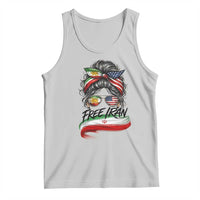 Free Iran Tank Top Persian American Pride Lion Sun Flag Messy Bun