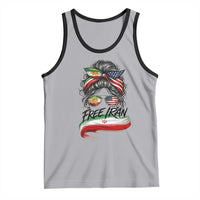 Free Iran Tank Top Persian American Pride Lion Sun Flag Messy Bun