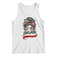 Free Iran Tank Top Persian American Pride Lion Sun Flag Messy Bun