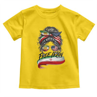 Free Iran Toddler T Shirt Persian American Pride Lion Sun Flag Messy Bun