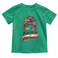 Free Iran Toddler T Shirt Persian American Pride Lion Sun Flag Messy Bun