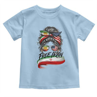 Free Iran Toddler T Shirt Persian American Pride Lion Sun Flag Messy Bun
