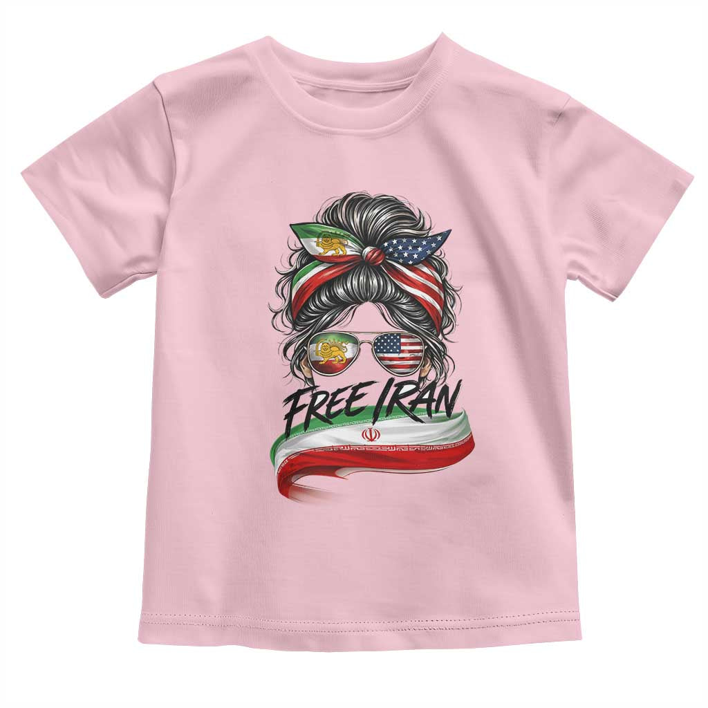 Free Iran Toddler T Shirt Persian American Pride Lion Sun Flag Messy Bun