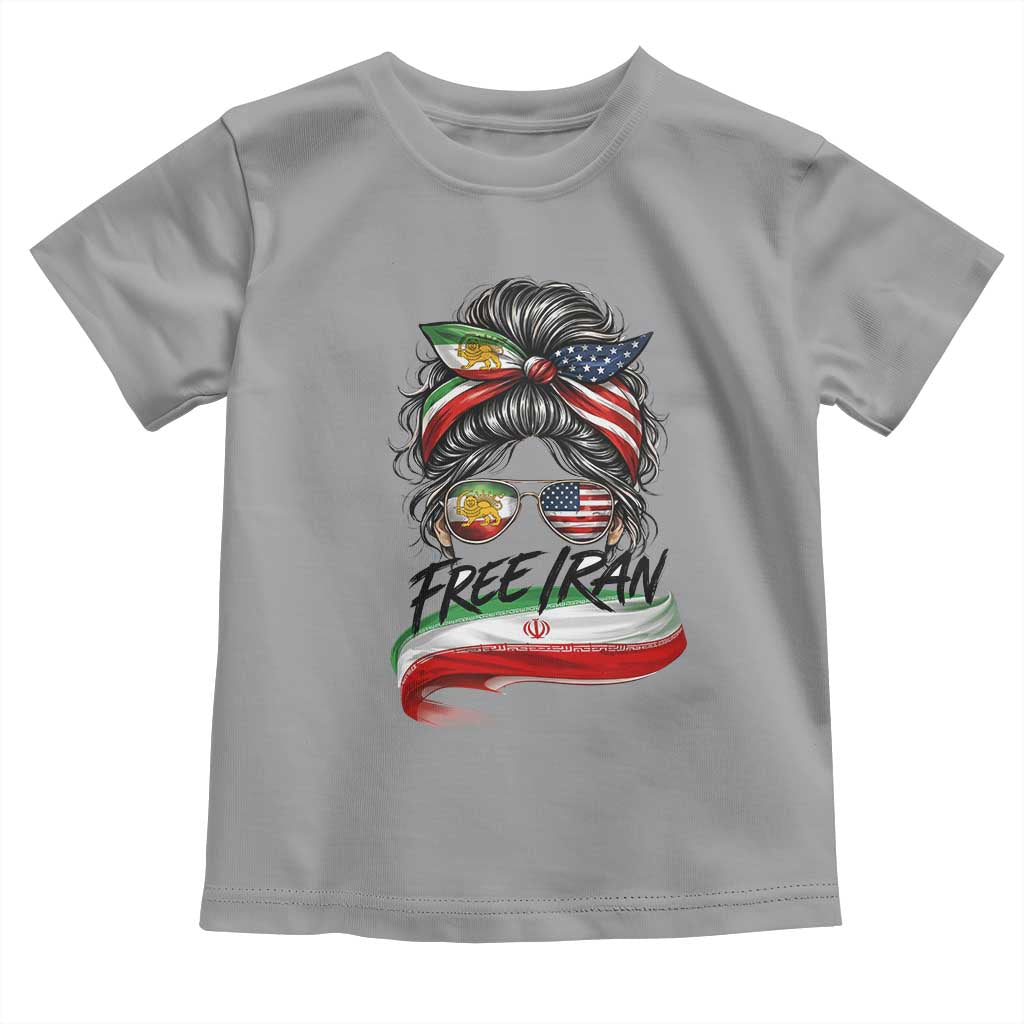 Free Iran Toddler T Shirt Persian American Pride Lion Sun Flag Messy Bun