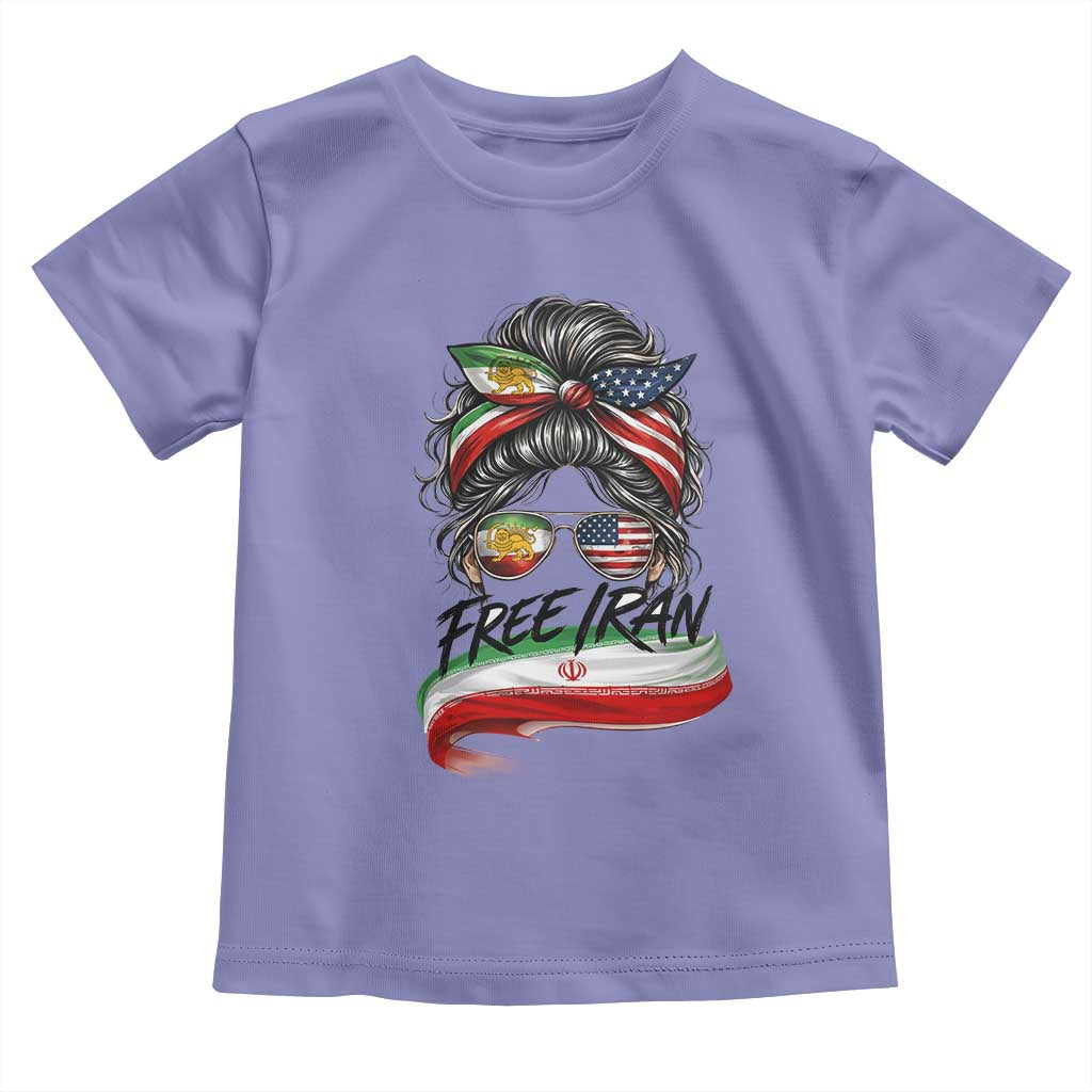 Free Iran Toddler T Shirt Persian American Pride Lion Sun Flag Messy Bun