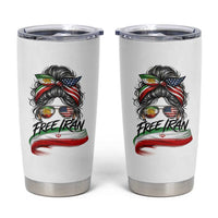 Free Iran Tumbler Cup Persian American Pride Lion Sun Flag Messy Bun