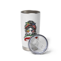 Free Iran Tumbler Cup Persian American Pride Lion Sun Flag Messy Bun