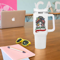 Free Iran Tumbler With Handle Persian American Pride Lion Sun Flag Messy Bun
