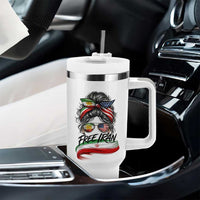 Free Iran Tumbler With Handle Persian American Pride Lion Sun Flag Messy Bun