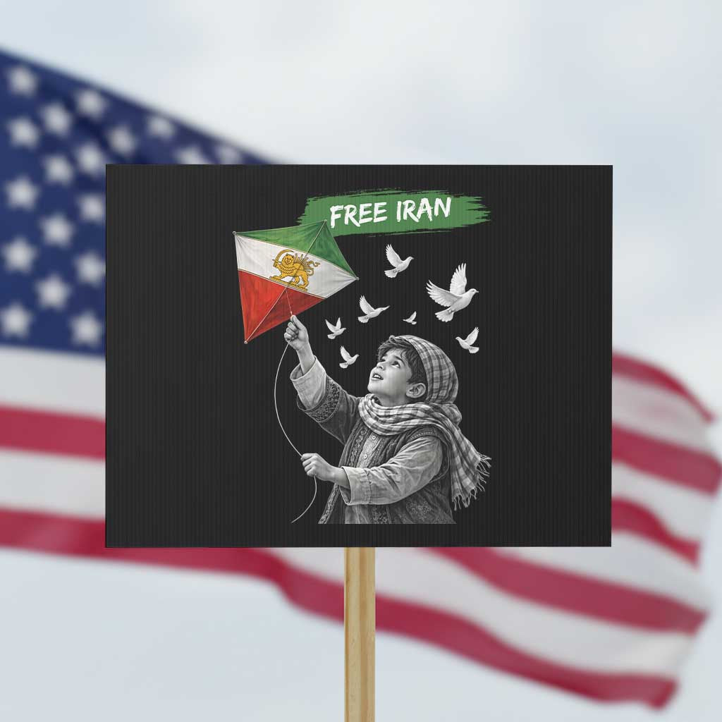 Free Iran Protest Sign Lion And Sun Flag Persian Freedom Movement
