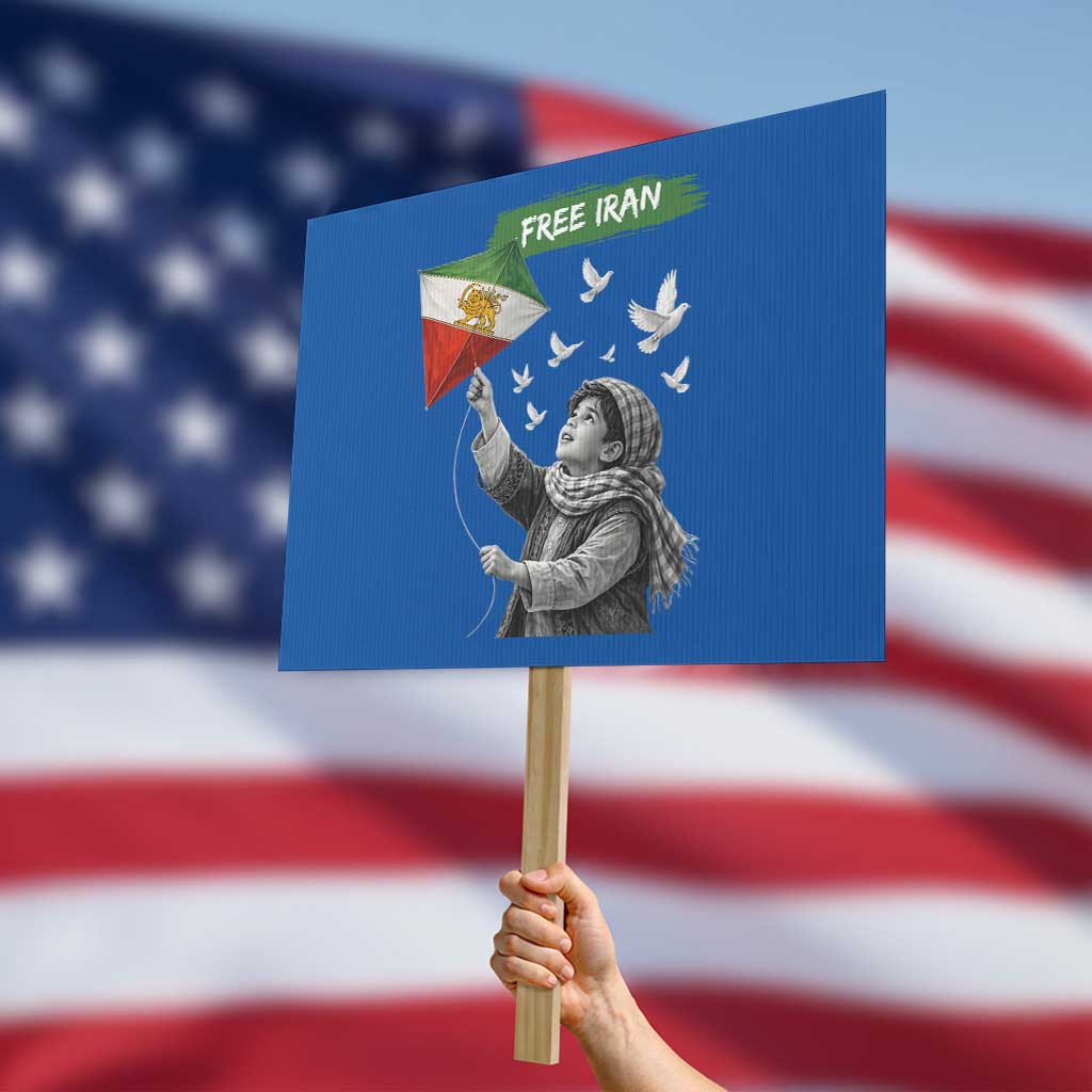 Free Iran Protest Sign Lion And Sun Flag Persian Freedom Movement