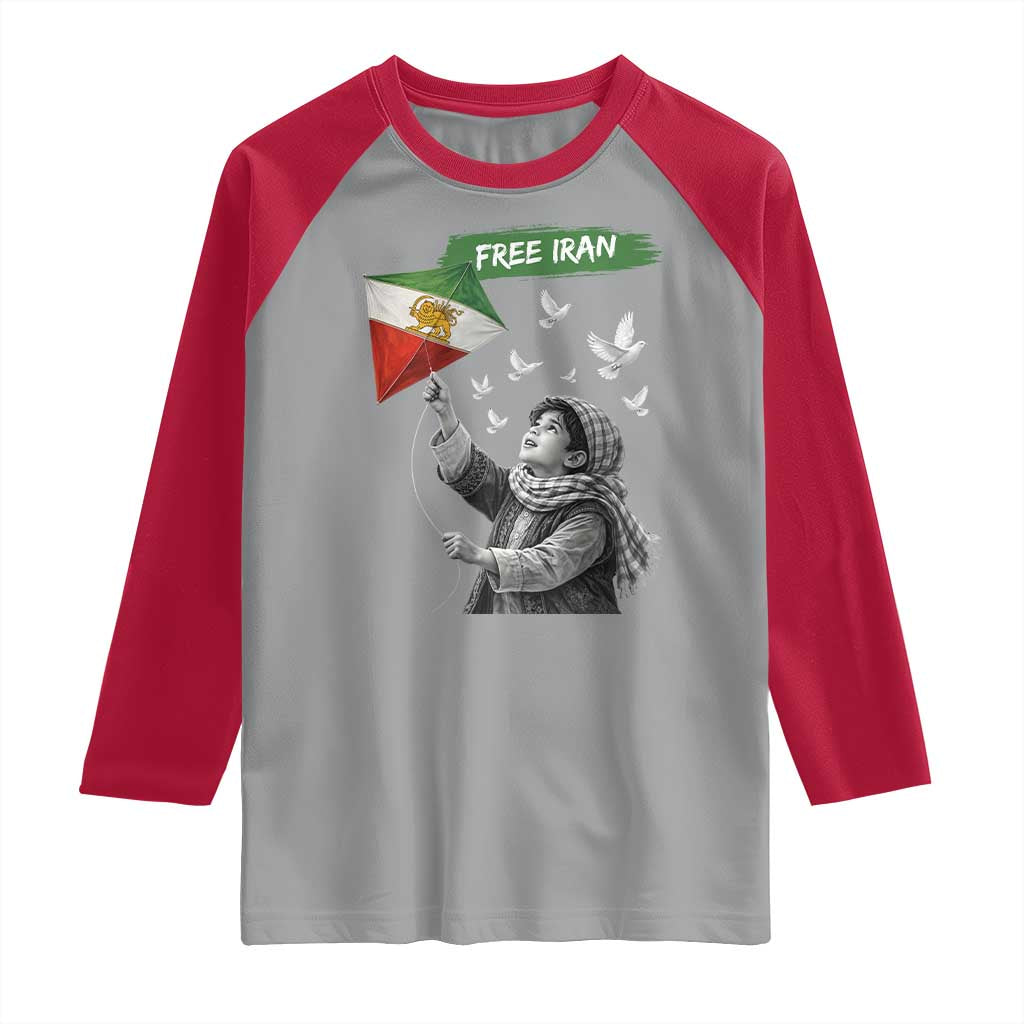 Free Iran Raglan Shirt Lion And Sun Flag Persian Freedom Movement