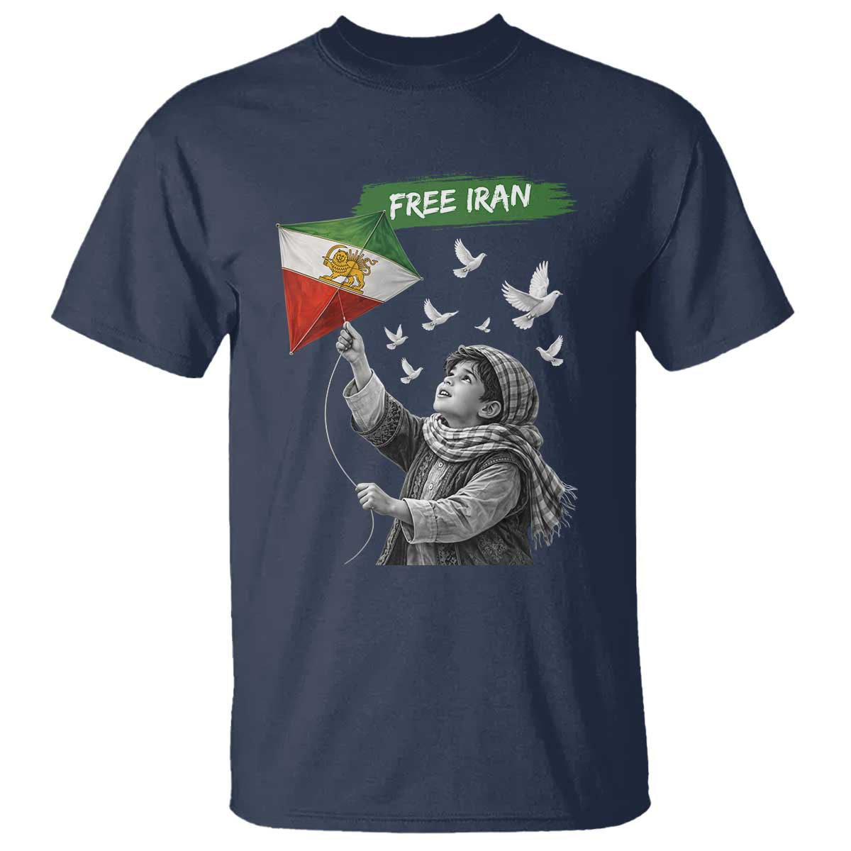 Free Iran T Shirt Lion And Sun Flag Persian Freedom Movement