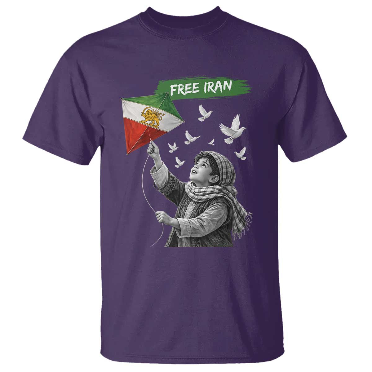 Free Iran T Shirt Lion And Sun Flag Persian Freedom Movement